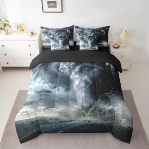 Feelyou Tornado Bedding Set Natural Disaster Bed in a Bag Scary Hurricane Comforter Set Twin Size 7 Pieces for Kids Boys Girls Lightning Bed Set with Comforter, Sheet Set, Pillowcases, Pillow Covers