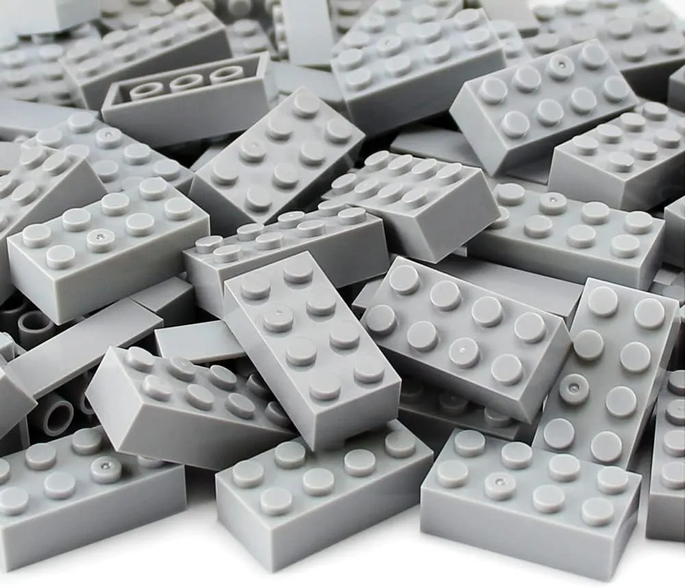 Feleph Basic Parts 320 Pieces 2x4 Light Gray Bricks Building Creative Play Blocks Set Toy Accessories Combine with Major Brick Brands (Gray Light)