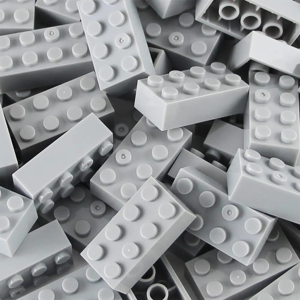 Feleph Basic Parts 320 Pieces 2x4 Light Gray Bricks Building Creative Play Blocks Set Toy Accessories Combine with Major Brick Brands (Gray Light)