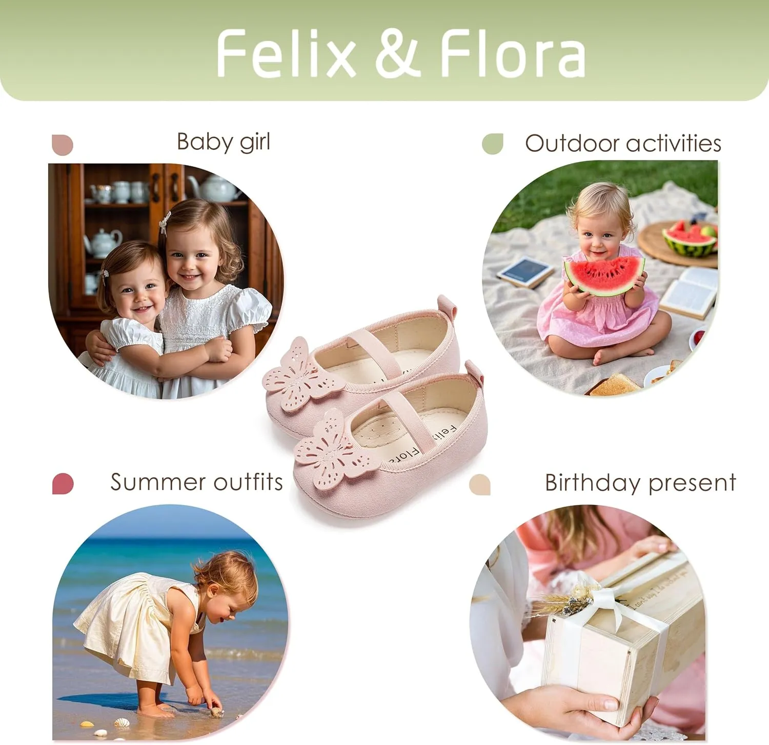 Felix & Flora Soft Sole Baby Shoes - Infant Baby Walking Shoes Moccasinss Rubber Sole Crib Shoes