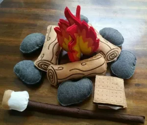 Felt Campfire Set for Kids, Pretend Play Toy, Educational Teacher Gift, Photography Prop (17 piece set)