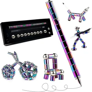 Fidget Pen, Magnetic Pen,Teen Decompression Magnetic Metal Pen, Cool Multifunctional Deformable Magnet Writing Pen, Eliminate Pressure Fidget Toy Gift for Kids or Friends(Colour)