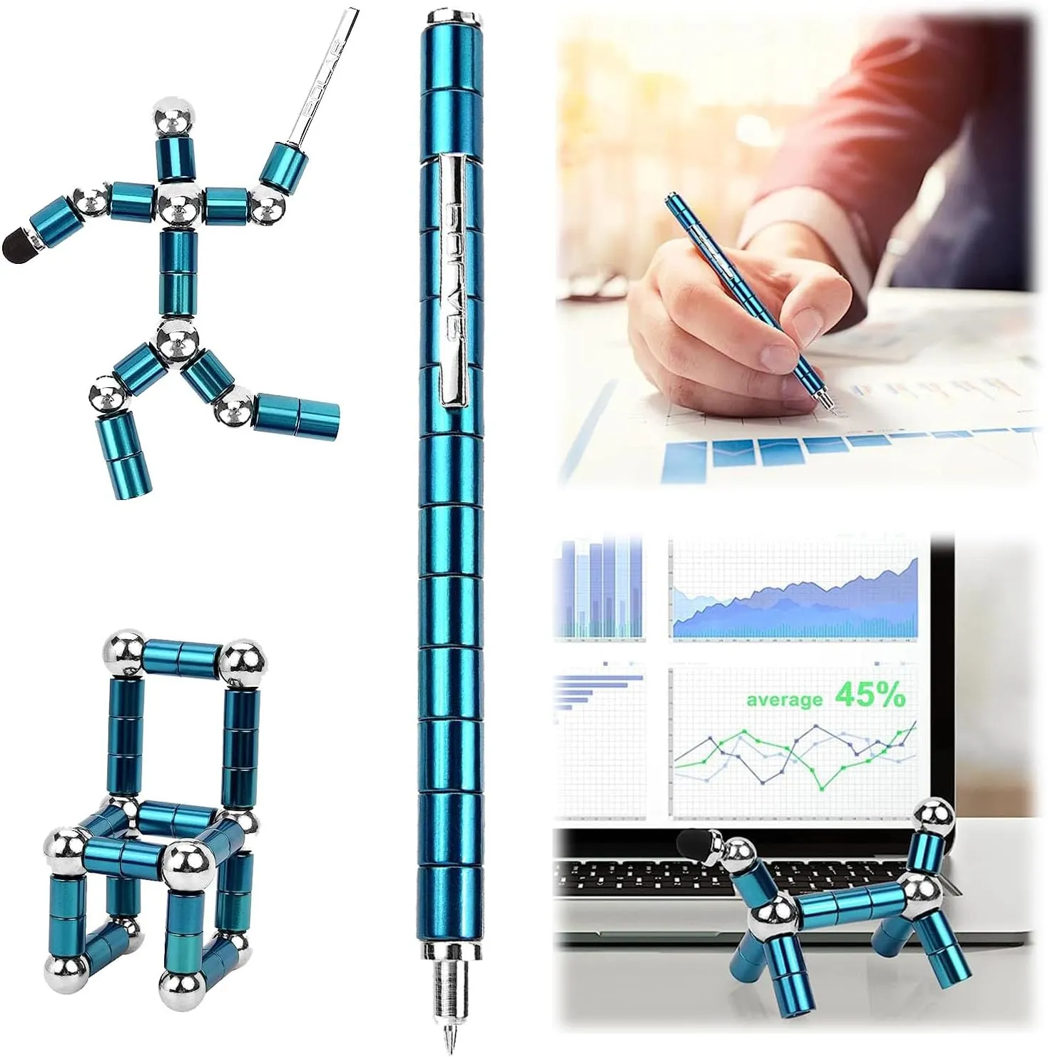 Fidget Pen,Magnetic Pen， Decompression Magnetic Toy Pen，Magnet Pen Fidget Toy Relieve Pressure Novel Toy Gift for Kids or Friends! (Big Blue)