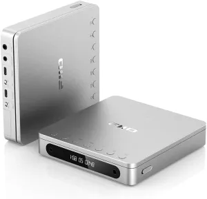 FiiO DM13 Multifunctional Portable Stereo CD Player with Long-Lasting Battery, Supports USB Ripping, Optical/coaxial/3.5mm/4.4mm outputs (Silver Bluetooth)