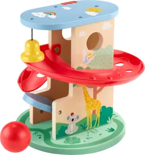 Fisher-Price Wood Baby Toy Treehouse Ball Run, 2-Piece Wooden Activity for Developmental Play Infants & Toddlers Ages 9  Months