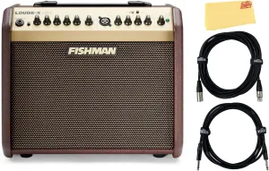Fishman Loudbox Mini Guitar Combo Amplifier Bundle with XLR Cable, Instrument Cable, and Austin Bazaar Polishing Cloth