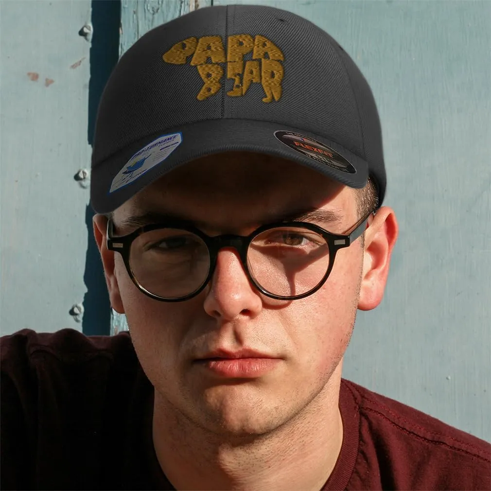 Flexfit Cap for Men & Women Embroidered Papa Bear Father Daddy Dad Father's Day Flexfit Hats Baseball Caps