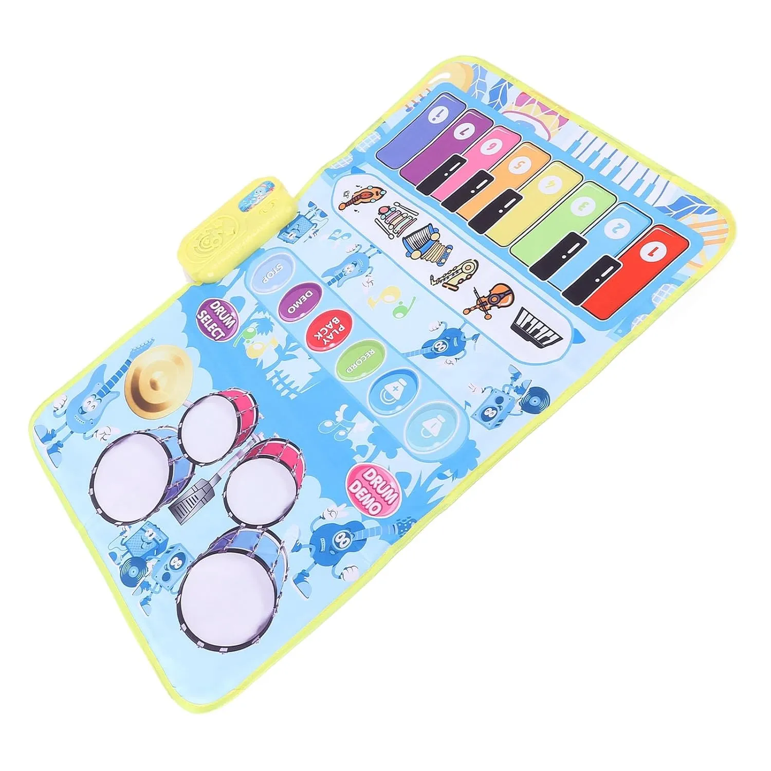 Floor Piano Playmat, Touch Sensitive Keys Floor Piano Keyboard Mat Multiple Sound Modes Interactive Portable for Birthday Baby Boys Girls (Blue)