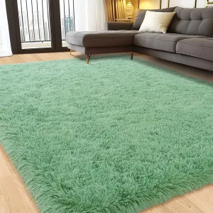 Fluffy Sage Green Area Rug for Bedroom Living Room, 5x7 Feet Soft Cozy Plush Shag Rug for Kids Room Nursery Dorm, Fuzzy High Pile Thick Rug for Home Decor, Non-Slip Indoor Floor Carpet