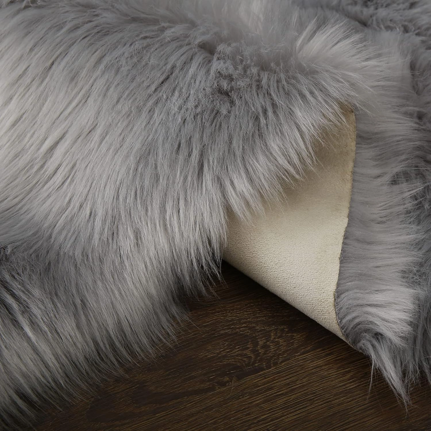 Fluffy Dog Cat Bed Mat 19.6x31.4 inch, Washable Soft Plush Faux Fur Warm Area Puppy Pads Blanket for Indoor Pet Sleep Cushion Grey