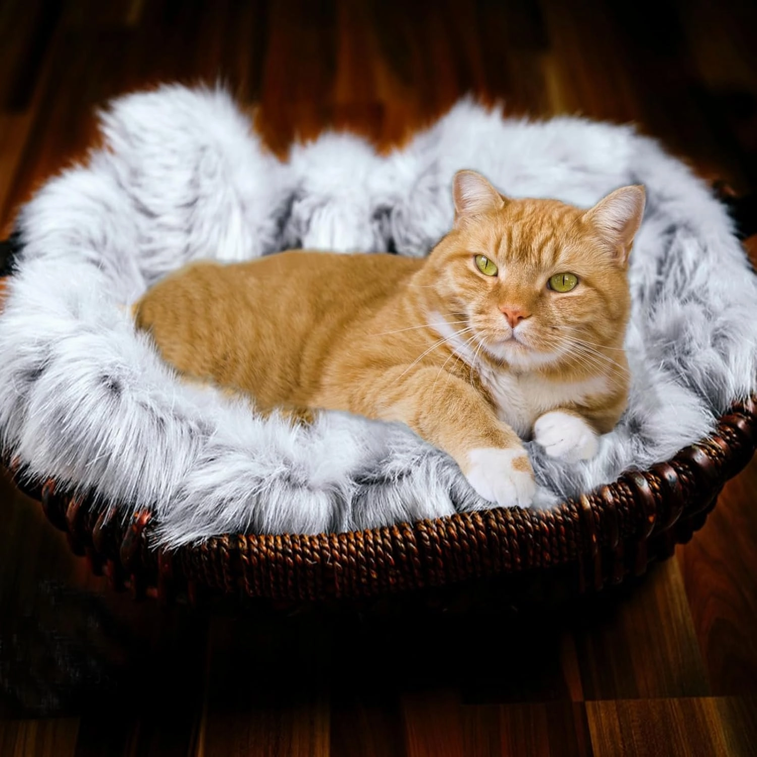 Fluffy Dog Cat Bed Mat 19.6x31.4 inch, Washable Soft Plush Faux Fur Warm Area Puppy Pads Blanket for Indoor Pet Sleep Cushion Grey