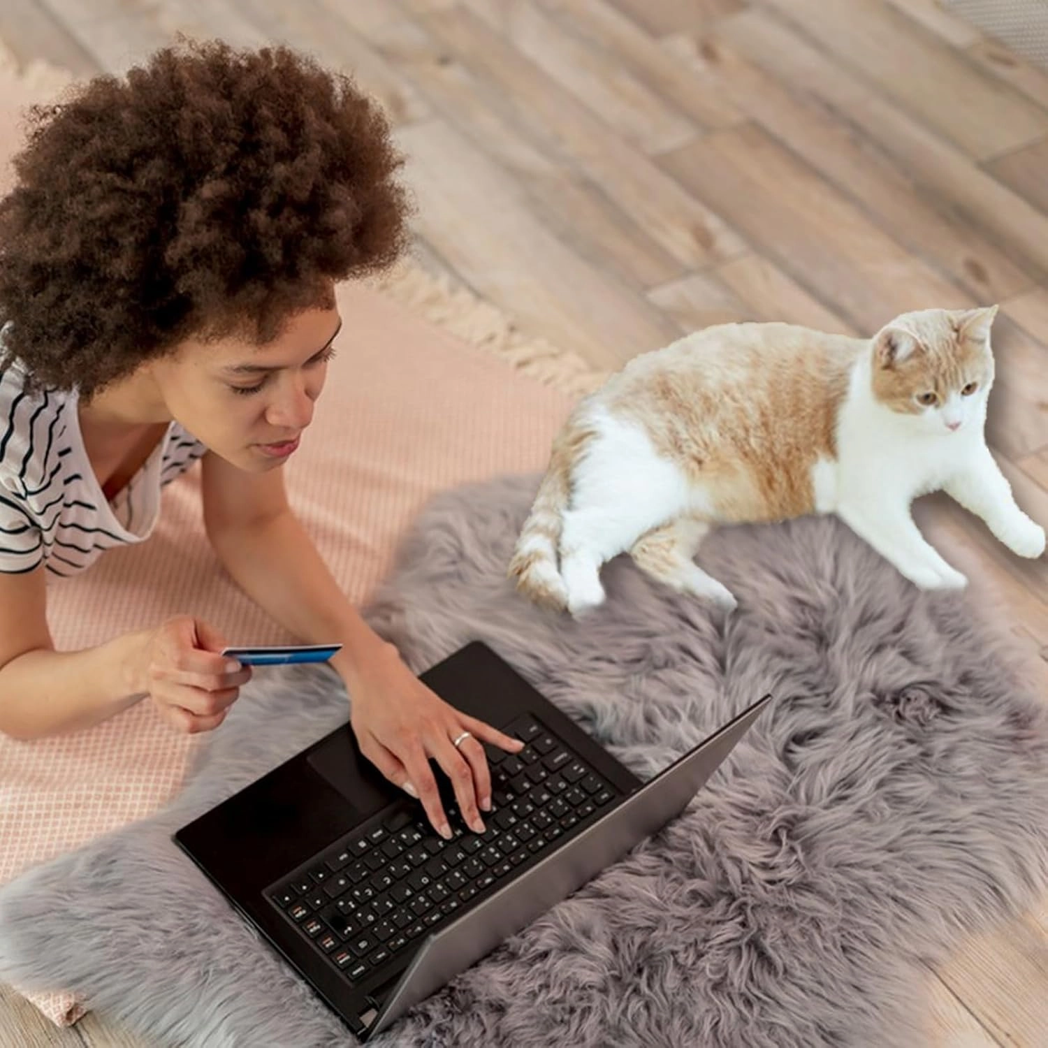 Fluffy Dog Cat Bed Mat 19.6x31.4 inch, Washable Soft Plush Faux Fur Warm Area Puppy Pads Blanket for Indoor Pet Sleep Cushion Grey