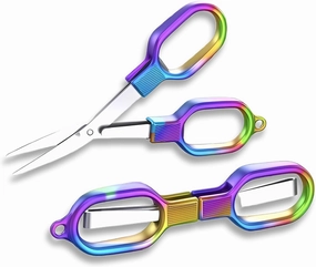 Folding Scissors, TSA Compliant and Portable, Compact, Safe Travel Scissors, Stainless Steel Retractable, 2 Pcs