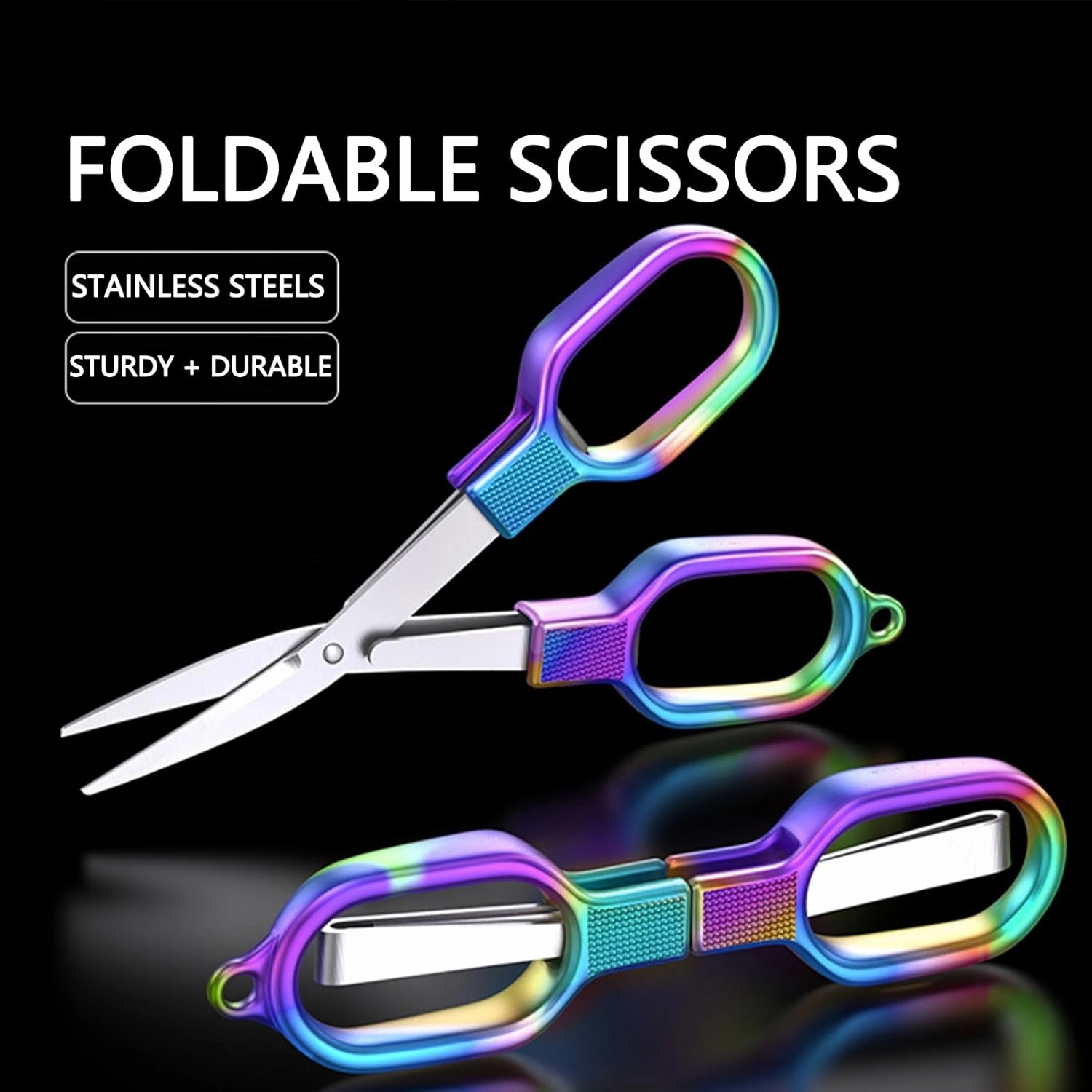 Folding Scissors, TSA Compliant and Portable, Compact, Safe Travel Scissors, Stainless Steel Retractable, 2 Pcs