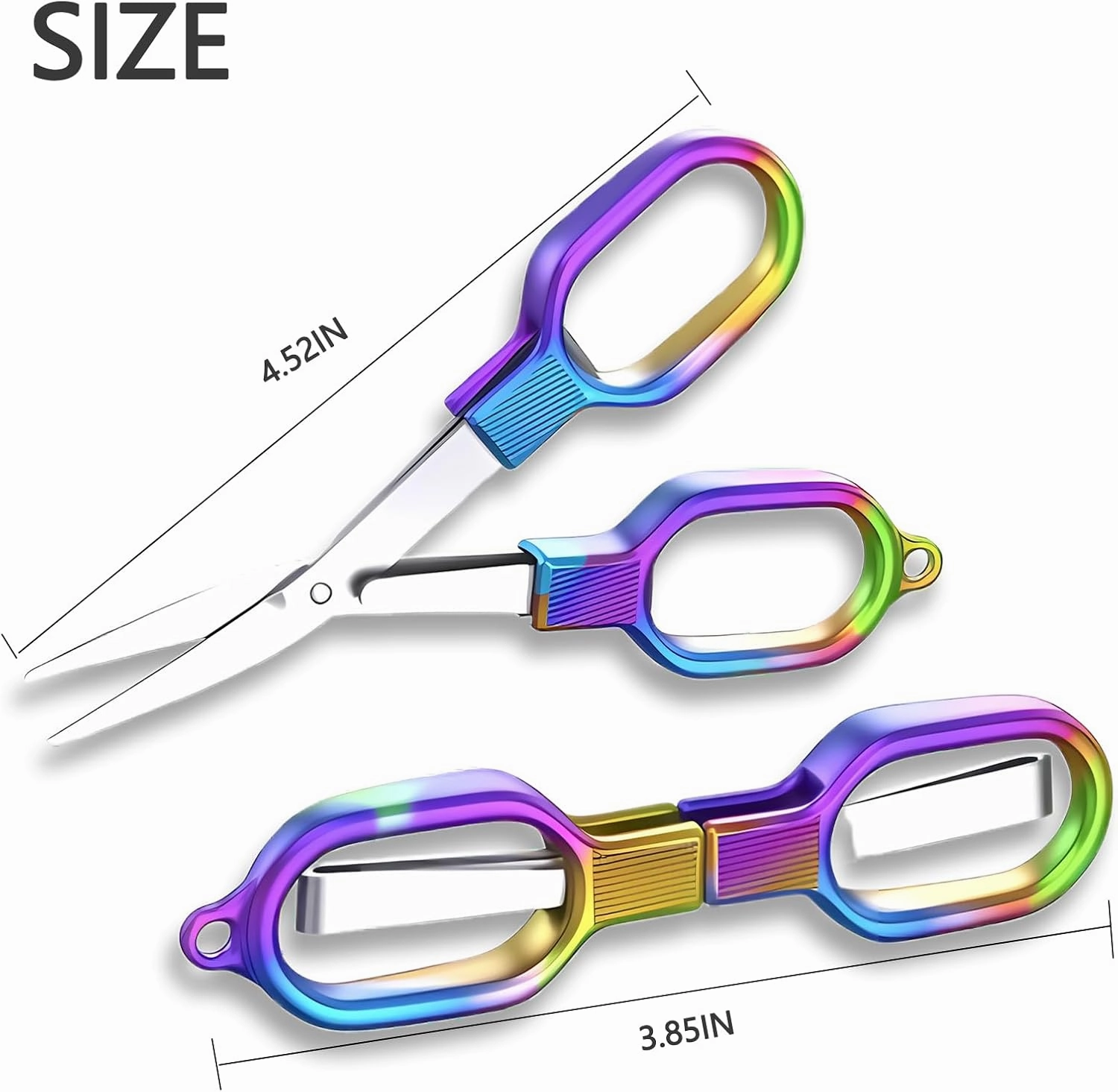 Folding Scissors, TSA Compliant and Portable, Compact, Safe Travel Scissors, Stainless Steel Retractable, 2 Pcs