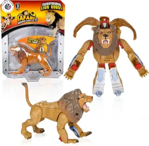 Forest & Twelfth 4" Jungle Animal Toys Small – Transforming Action Figure – Changes from a Detailed Animal Toy to a Unique Robot Toy in Seconds – Great Gift for Both Girls and Boys (4" Lion)