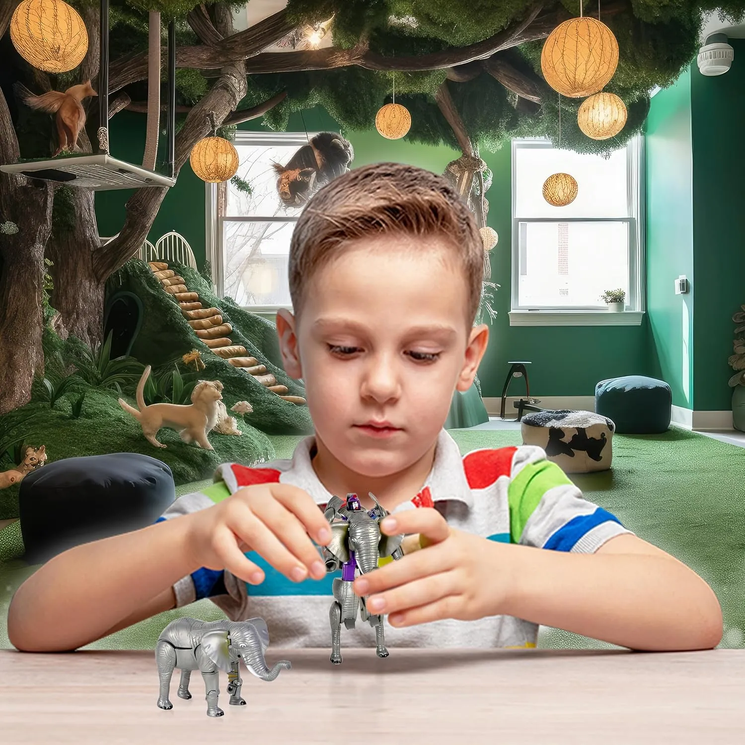 Forest & Twelfth 5" Elephant Jungle Animal Toys – Transforming Action Figure – Changes from a Detailed Animal Toy to a Unique Robot Toy in Seconds Great Gift for Both Girls and Boys (5" Elephant)