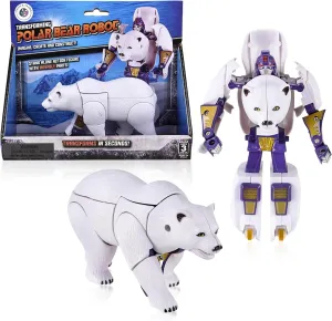 Forest & Twelfth 5" Polar Bear Jungle Animal Toys – Transforming Action Figure – Changes from a Detailed Animal to a Unique Robot Toy in Seconds Great Gift for Both Girls and Boys (5" Polar Bear)