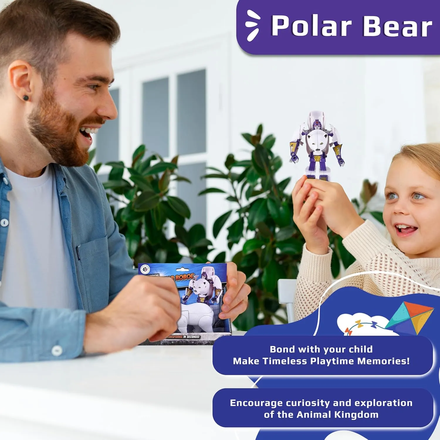 Forest & Twelfth 5" Polar Bear Jungle Animal Toys – Transforming Action Figure – Changes from a Detailed Animal to a Unique Robot Toy in Seconds Great Gift for Both Girls and Boys (5" Polar Bear)