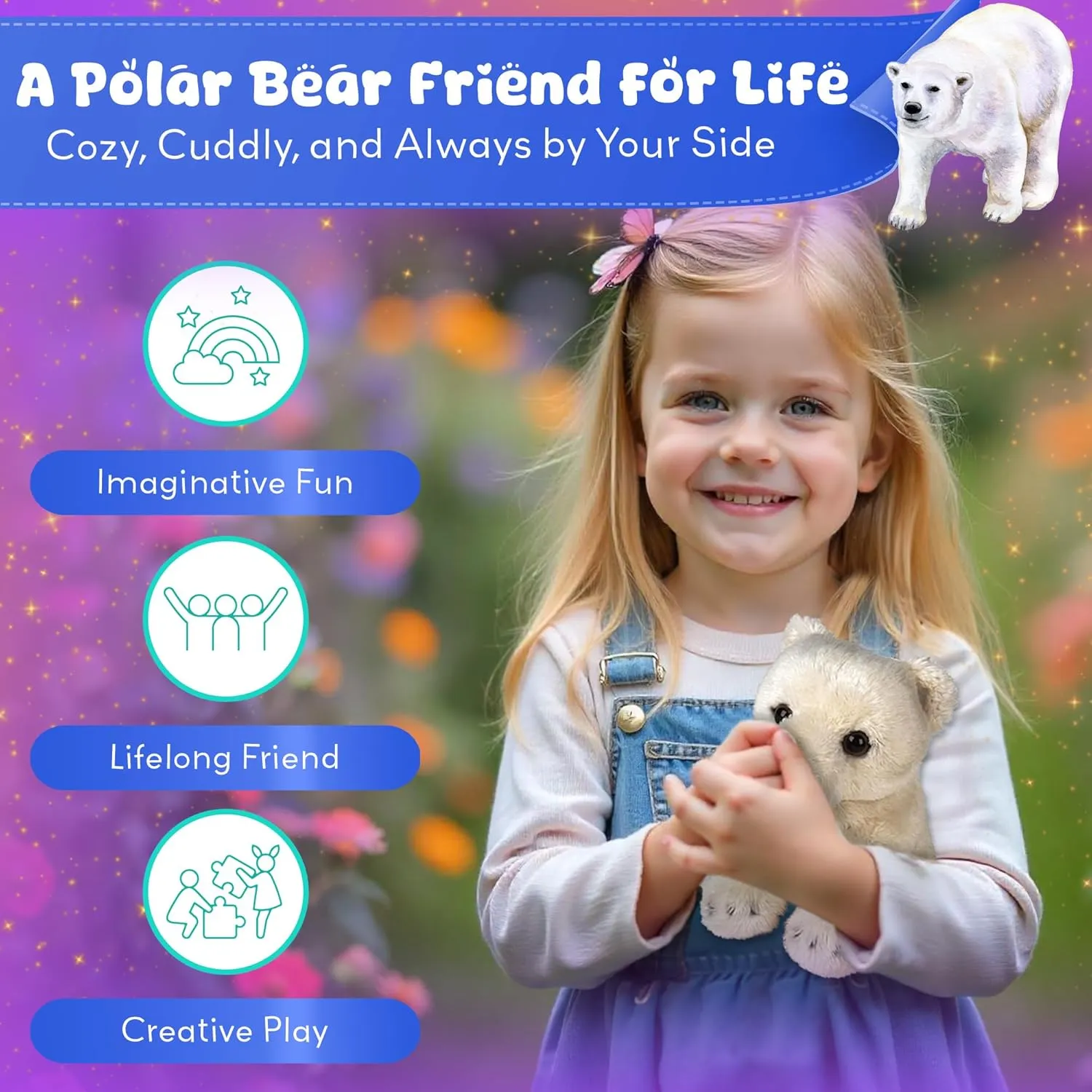 Forest & Twelfth 5" Stuffed Polar Bear, Soft Plush Toy, Cute Stuffed Animal for Boys and Girls, Realistic Looking Small Stuffed Animals, Nursery and Room Decor (5" Polar Bear)
