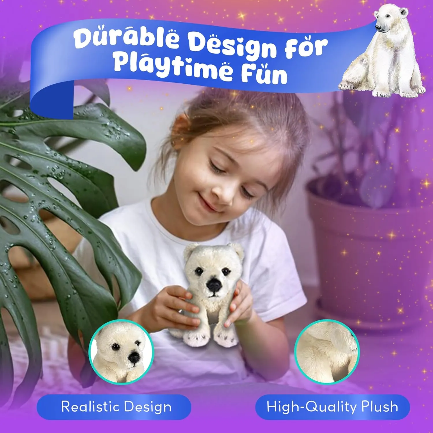 Forest & Twelfth 5" Stuffed Polar Bear, Soft Plush Toy, Cute Stuffed Animal for Boys and Girls, Realistic Looking Small Stuffed Animals, Nursery and Room Decor (5" Polar Bear)