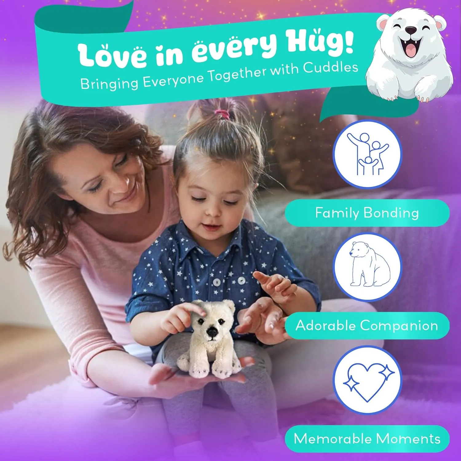 Forest & Twelfth 5" Stuffed Polar Bear, Soft Plush Toy, Cute Stuffed Animal for Boys and Girls, Realistic Looking Small Stuffed Animals, Nursery and Room Decor (5" Polar Bear)