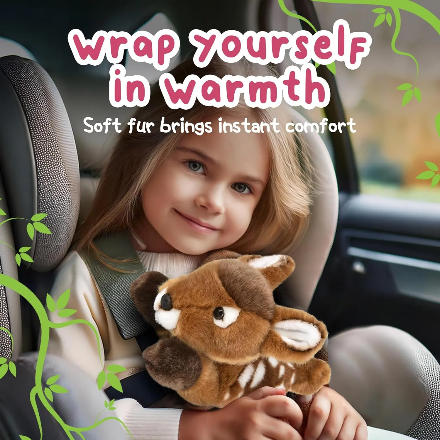Forest & Twelfth 9.5" Deer Laying Stuffed Animal, Lifelike Soft Plush Toy for Cuddles, Bedtime, Play, Huggable Plushie for Sleeping, Home Décor, Snuggly Gift for Kids (Deer)