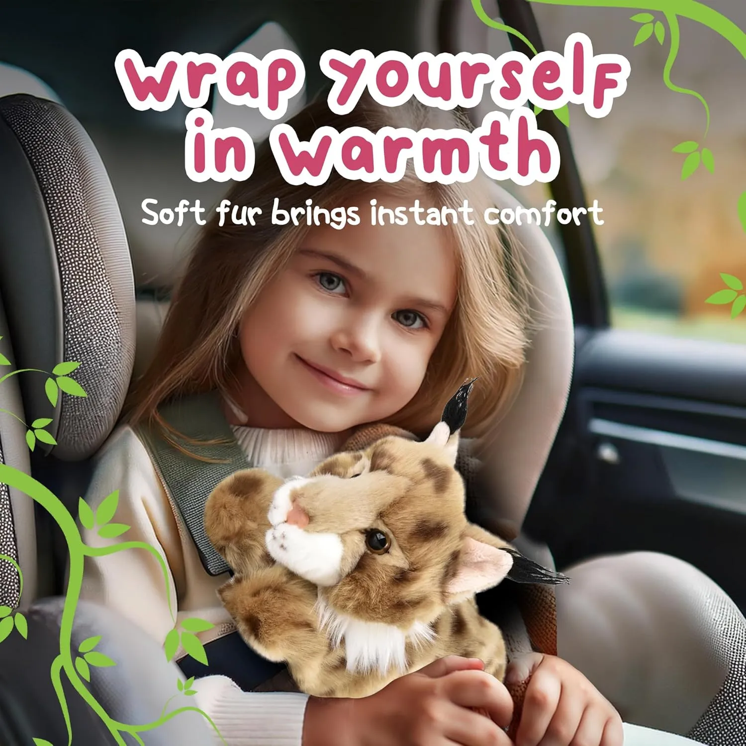 Forest & Twelfth 9.5" Lynx Laying Stuffed Animal, Lifelike Soft Plush Toy for Cuddles, Bedtime, Play, Huggable Plushie for Sleeping, Home Décor, Snuggly Gift for Kids (Lynx)