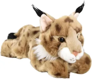 Forest & Twelfth 9.5" Lynx Laying Stuffed Animal, Lifelike Soft Plush Toy for Cuddles, Bedtime, Play, Huggable Plushie for Sleeping, Home Décor, Snuggly Gift for Kids (Lynx)