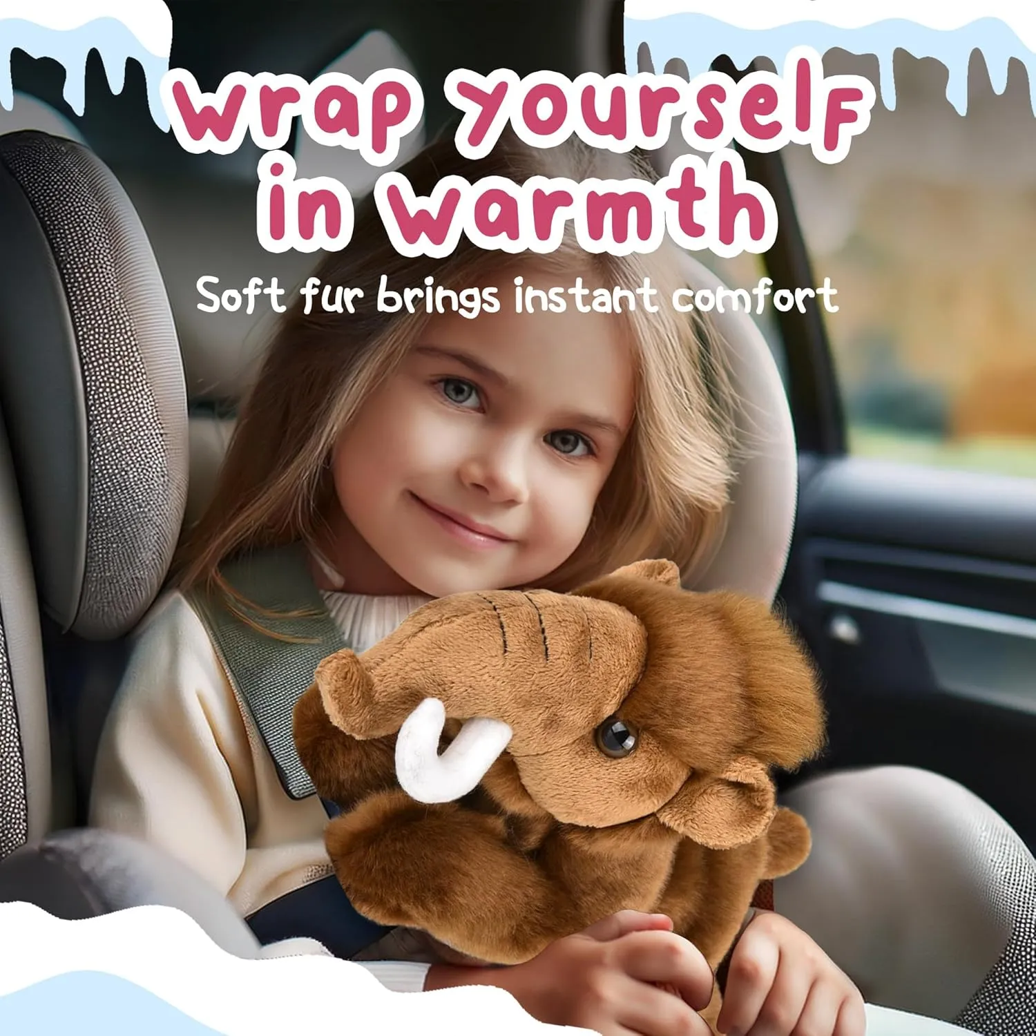 Forest & Twelfth 9.5" Mammoth Laying Stuffed Animal, Lifelike Soft Plush Toy for Cuddles, Bedtime, Play, Huggable Plushie for Sleeping, Home Décor, Snuggly Gift for Kids (Mammoth)