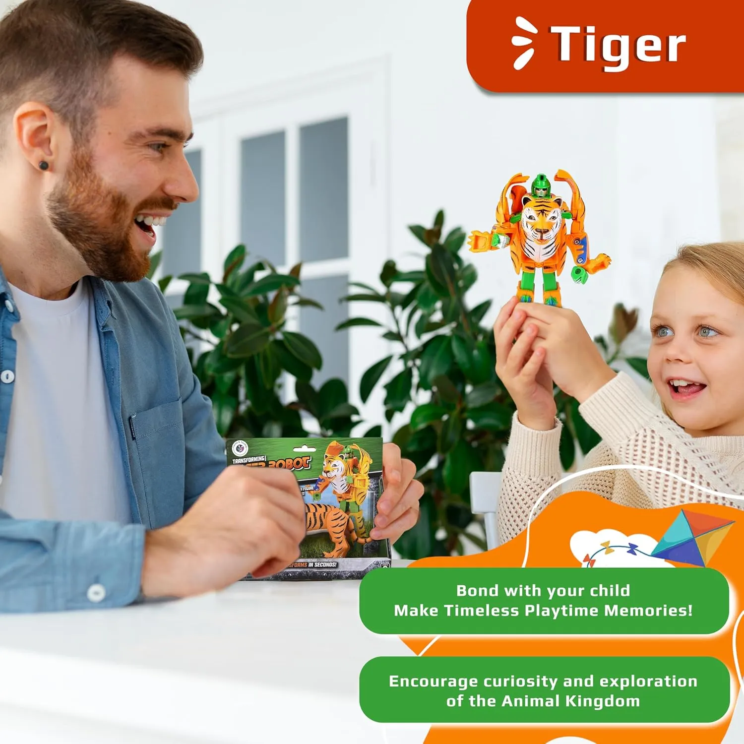 Forest & Twelfth Tiger Jungle Animal Toys – Transforming Action Figure – Changes from a Detailed Animal Toy to a Unique Robot Toy in Seconds – Great Gift for Both Girls and Boys (5" Tiger)