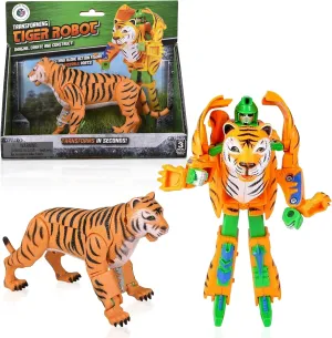Forest & Twelfth Tiger Jungle Animal Toys – Transforming Action Figure – Changes from a Detailed Animal Toy to a Unique Robot Toy in Seconds – Great Gift for Both Girls and Boys (5" Tiger)