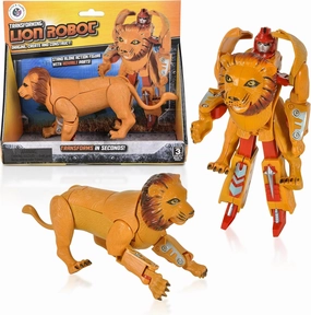 Forest & Twelfth Lion Jungle Animal Toy Transforming Action Figure Changes from Detailed Lion to Unique Robot Toy in Seconds Great Gift for Both Girls and Boys (5")