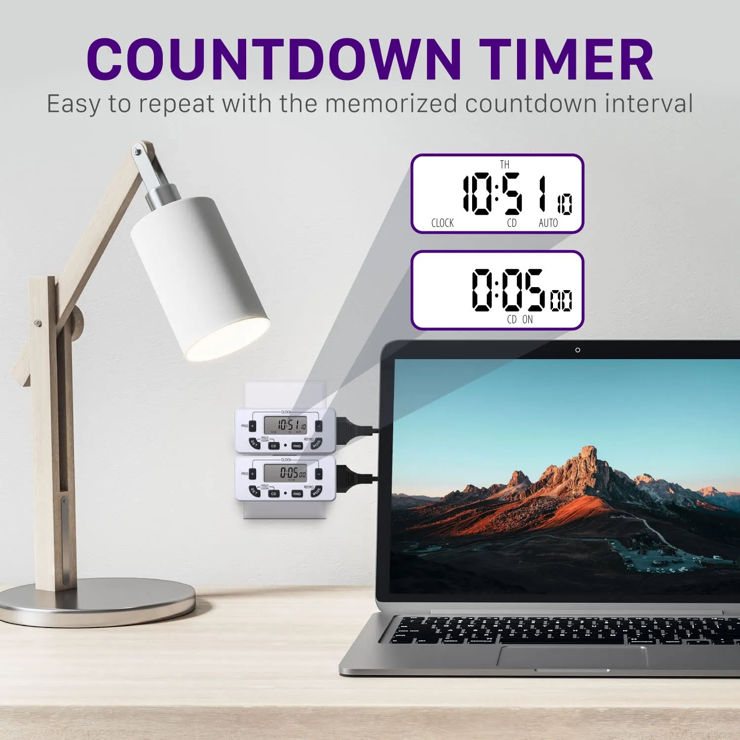 Fosmon 7 Day Digital Timers for Electrical Outlets, Indoor Plug-in Light Timers Switch Programmable, Electric Wall Plug for Grow / Reptile Light, Lamp, Appliance, Aquarium, Fish Tank - 2 Pack