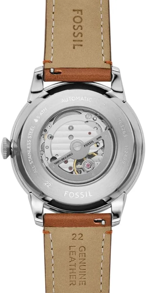 Fossil Men's Townsman Automatic Stainless Steel and Leather Two-Hand Skeleton Watch