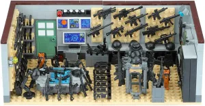 FOTN 376 pcs Swat Team Armory Building Blocks Sets, WW2 War Military Base Equipment Building Toy,STEM Battle Swat Team Toys,Contains Army Weapons Pack Gear,Suitable for Adults and Children Aged 6 