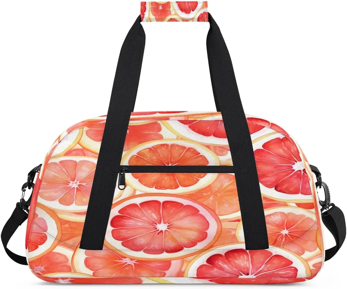 Fruit Grapefruit Kids Overnighter Duffel Bags for Boys, Carry-On Size Sports Gym Bag with Front Zipper Pocket for School Practice or Overnight Travel Weekender Sleepover Tote Bag