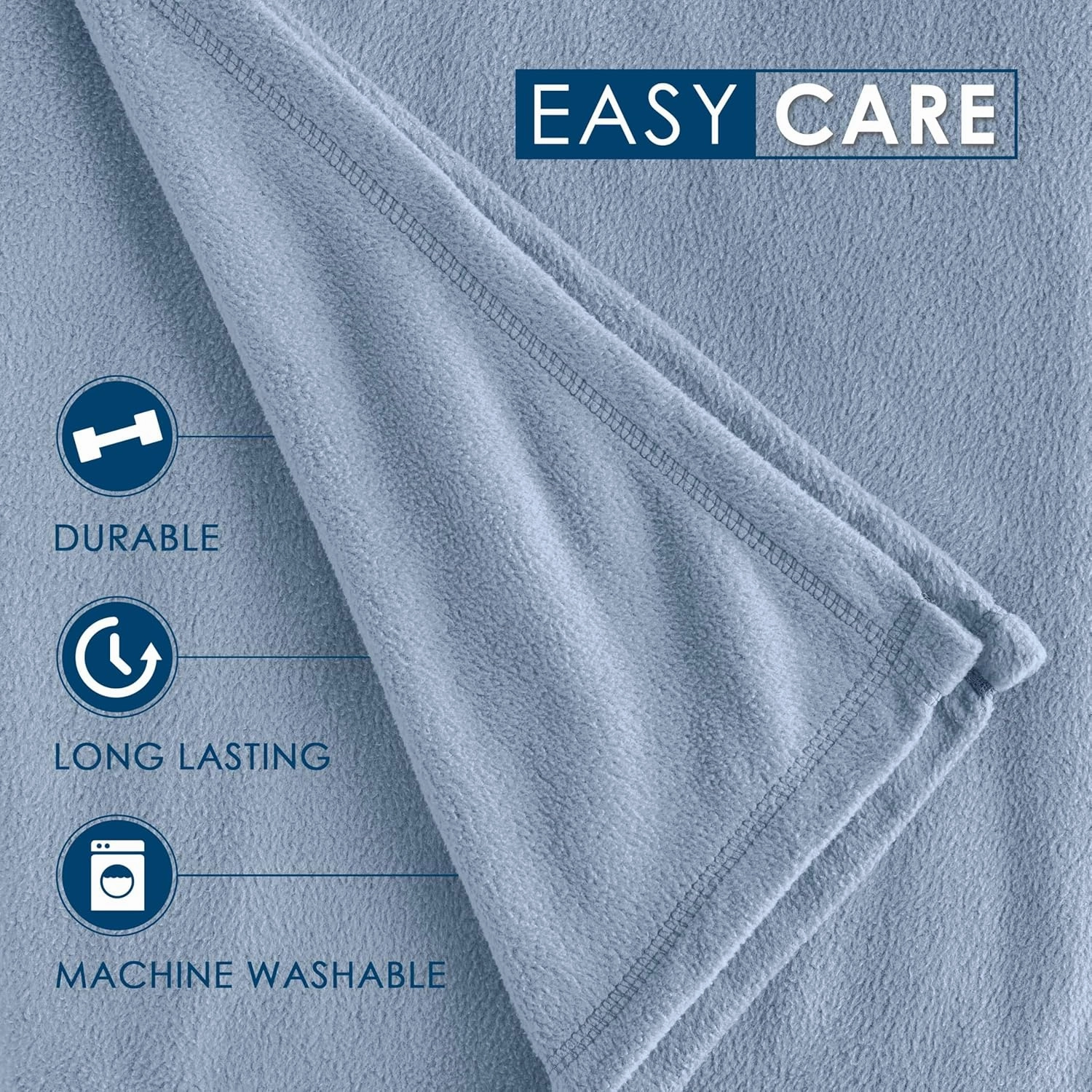 Full/Queen Size Fleece Blanket | Comfy Supersoft Fleece Blanket Full Size – All-Season Light Weight Throw Blanket | Luxuriously Soft | Throw Blanket for Couch and Sofa | Machine Wash | Blue