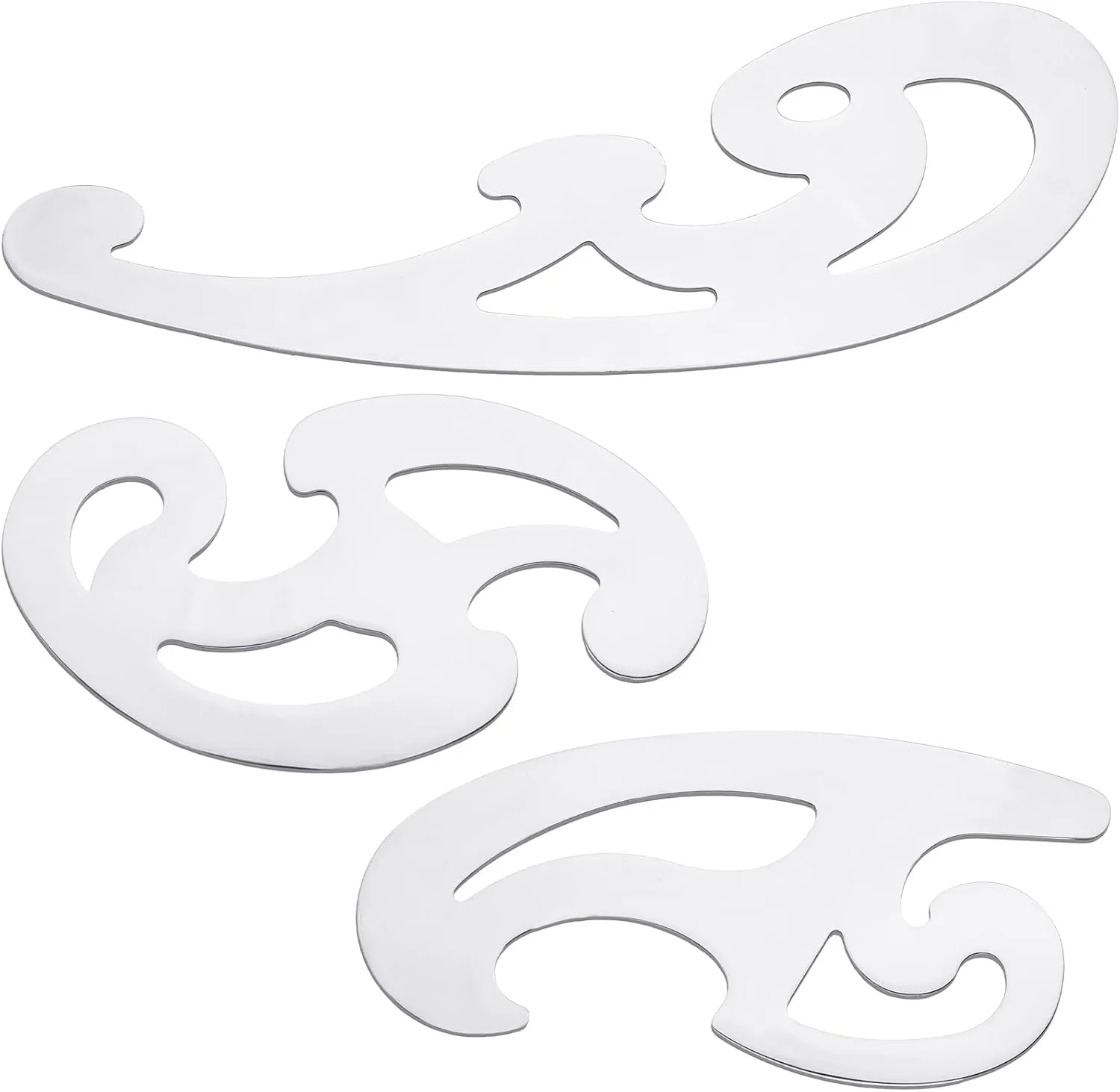 Fulmoon 3 Pcs Stainless Steel French Curve Ruler for Sewing Tools Metal Drafting Stencils Reusable Drafting Templates Drawing Ruler for Leather Craft Professional Drawing Rulers