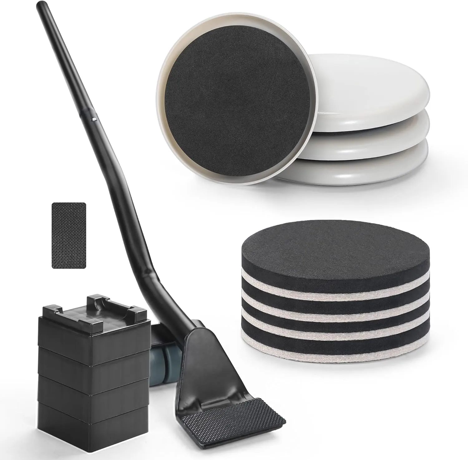 Furniture Lifter Tool   8-Pack of 3.5" Sliders, Save 80% Effort, Safely and Easily, The Lift and Glide Tool Set for Heavy Furniture and Appliances, Reusable Moving Pads, Floor Protectors for Carpet