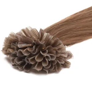 Fushion Keratin Pre Bonded U Nail Tip Remy Human Hair Extensions 100S (20''0.5g/s, #8 Chestnut Brown)