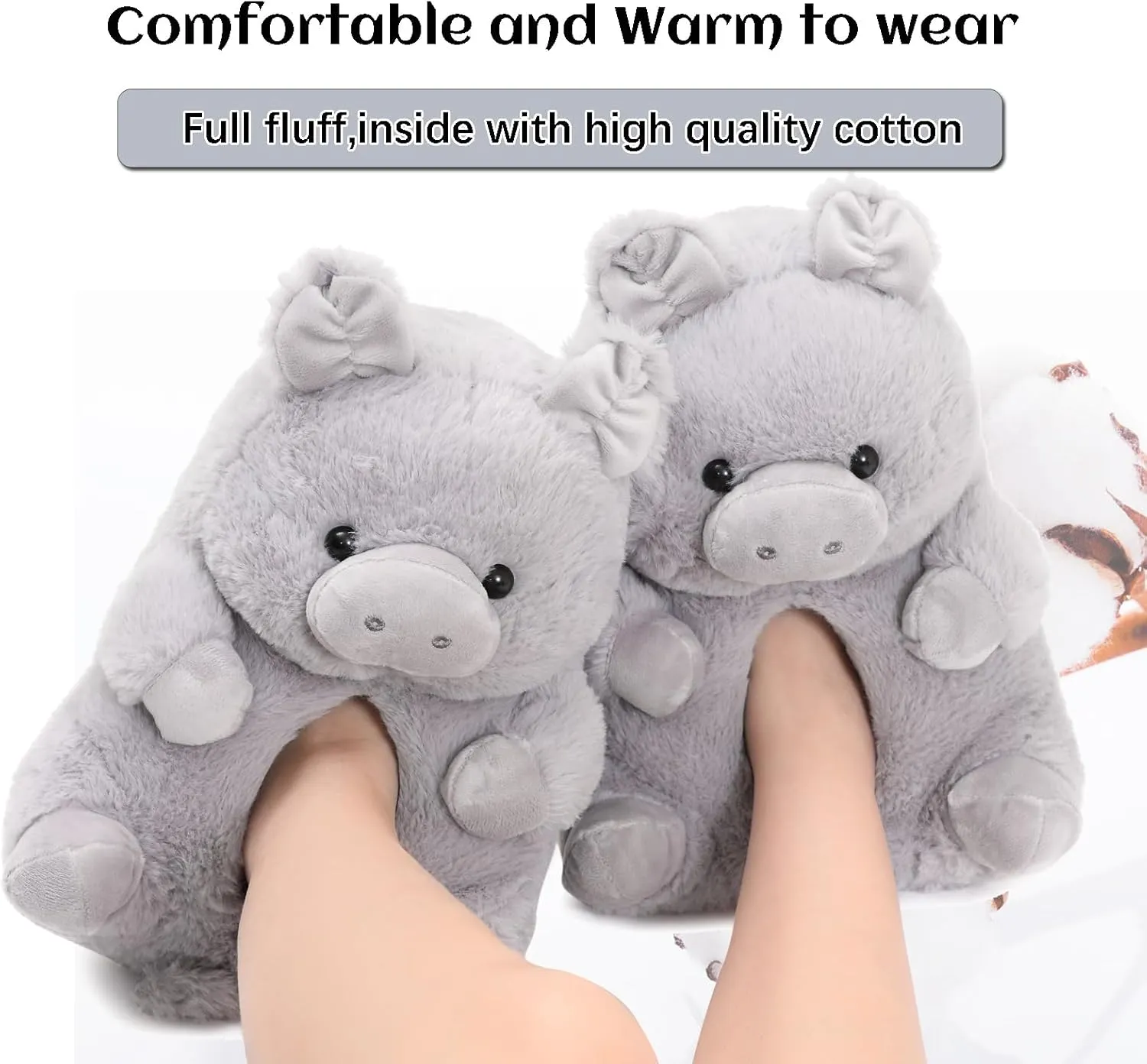 Fuzzy Women's Teddy Bear Slippers,Cozy Women Indoor House Shoes,Fun Costume for Adults,Cute Bedroom Slippers for Women Birthday Valentine's Gift Ideas