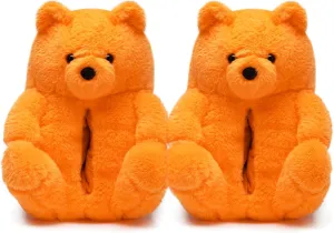 Fuzzy Women's Teddy Bear Slippers,Cozy Women Indoor House Shoes,Fun Costume for Adults,Cute Bedroom Slippers for Women Birthday Valentine's Gift Ideas