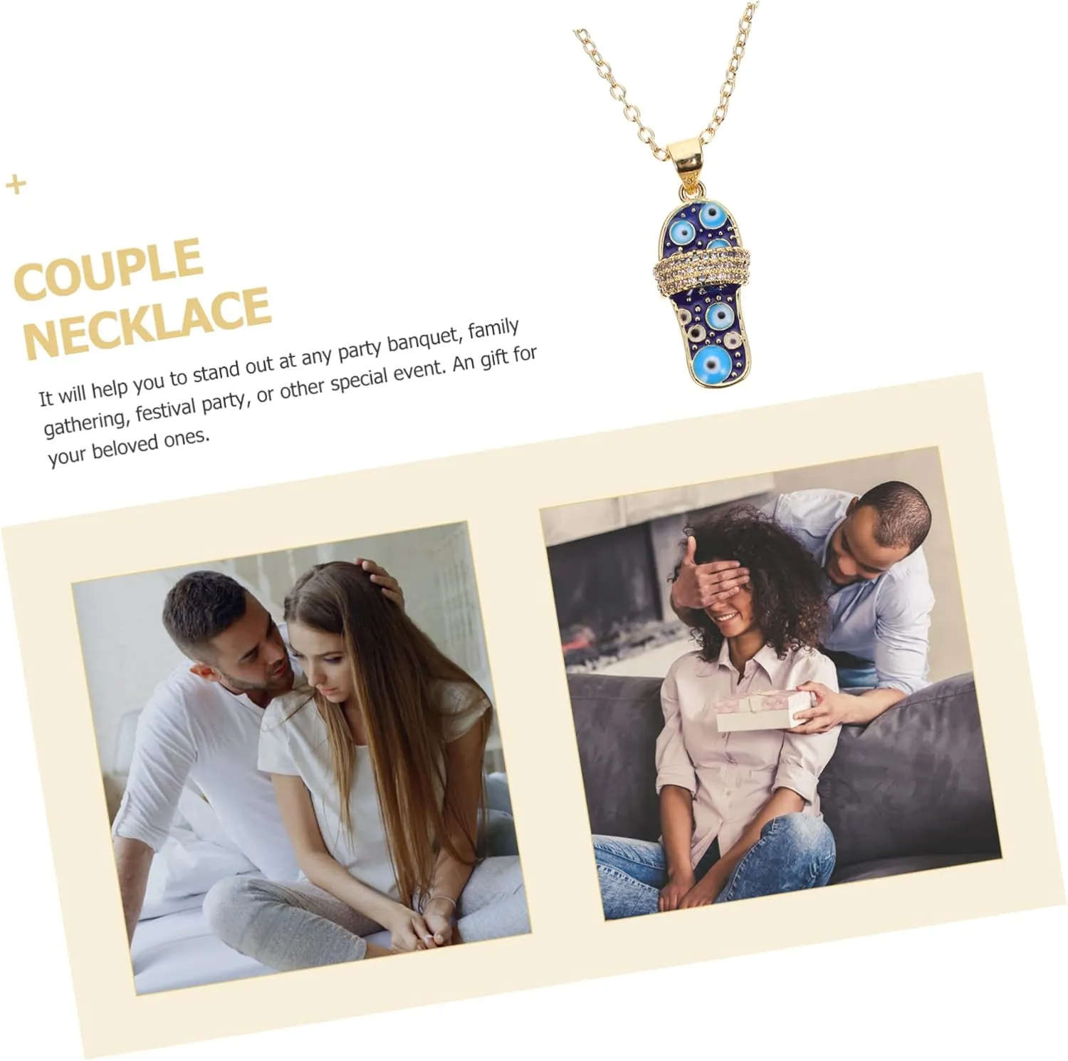 GALPADA Copper Drop Earring Slippers Pendant Stylish Couples Choker Necklace for Men Creative Fashion Jewelry