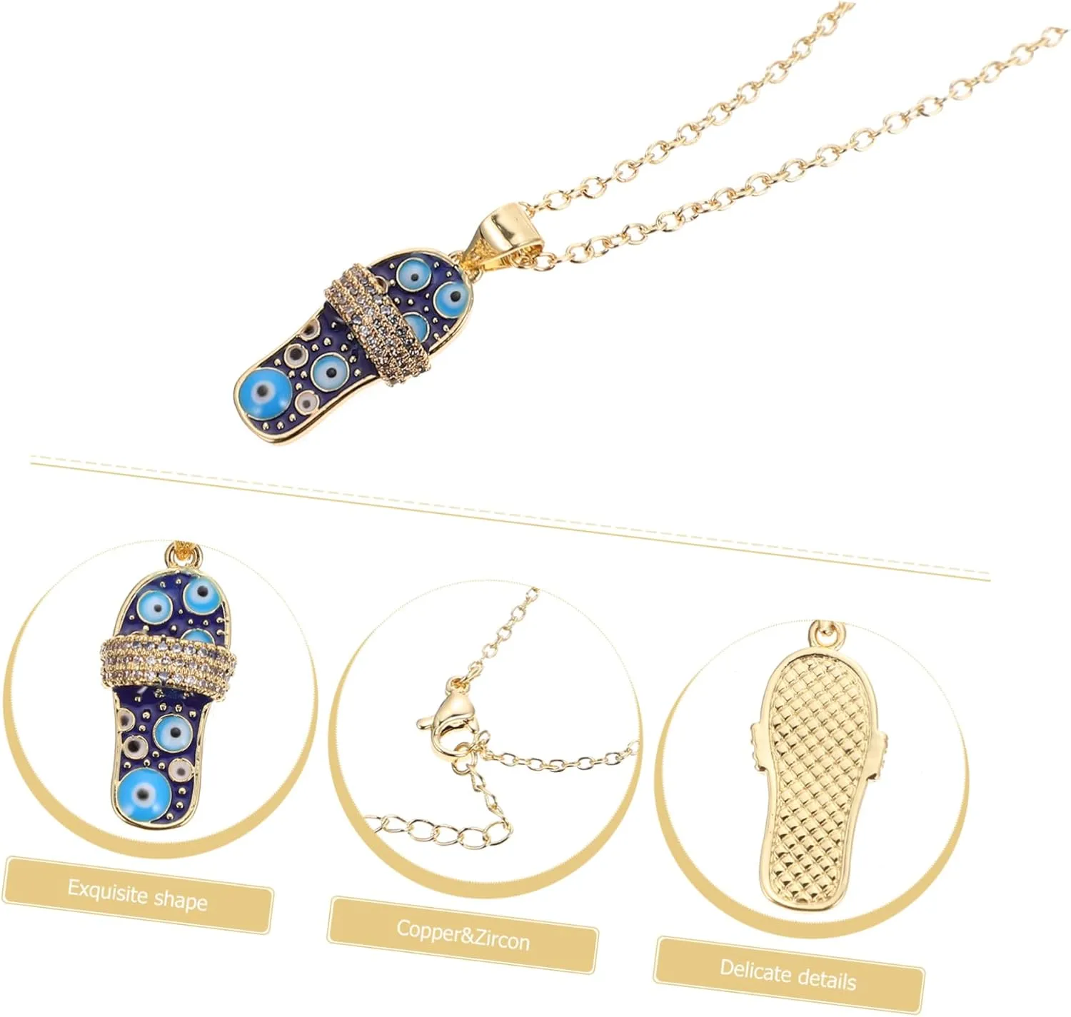 GALPADA Copper Drop Earring Slippers Pendant Stylish Couples Choker Necklace for Men Creative Fashion Jewelry