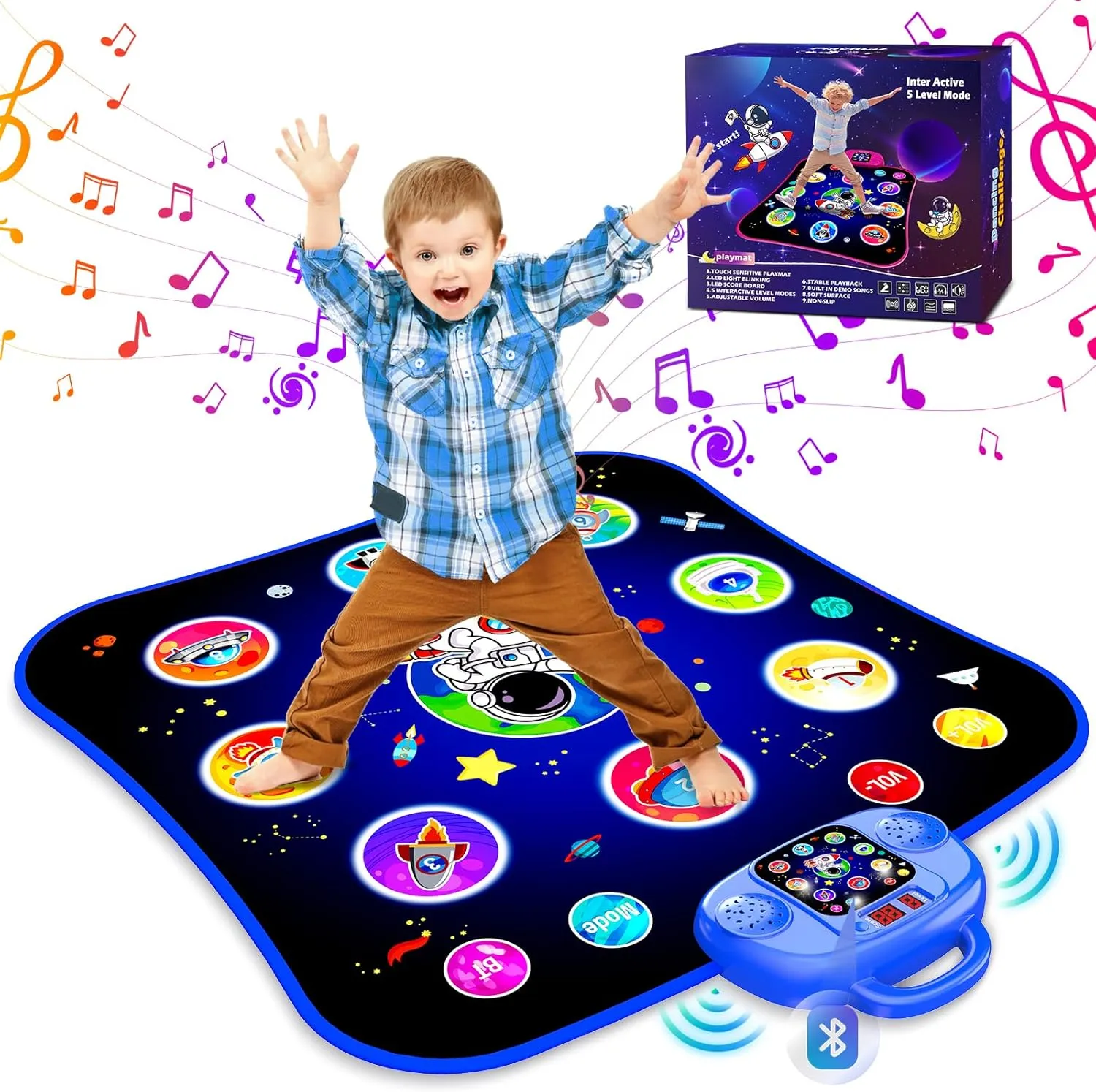 Game for Kids Ages 4-8 Dance Toys for Girls Ages 6-8 Gifts for 3-12 Year Old Girls Dance Mat Autism Toys Girl Gift for 7 Year Old Electronic Dance Pad Bluetooth Music Mat for Toddlers Blue