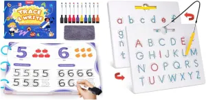GAMENOTE Double Sided Magnetic Letter Board   JoyCat Preschool Learning Activities 48 Reusable Pages, Handwriting Practice for Kids Toddlers