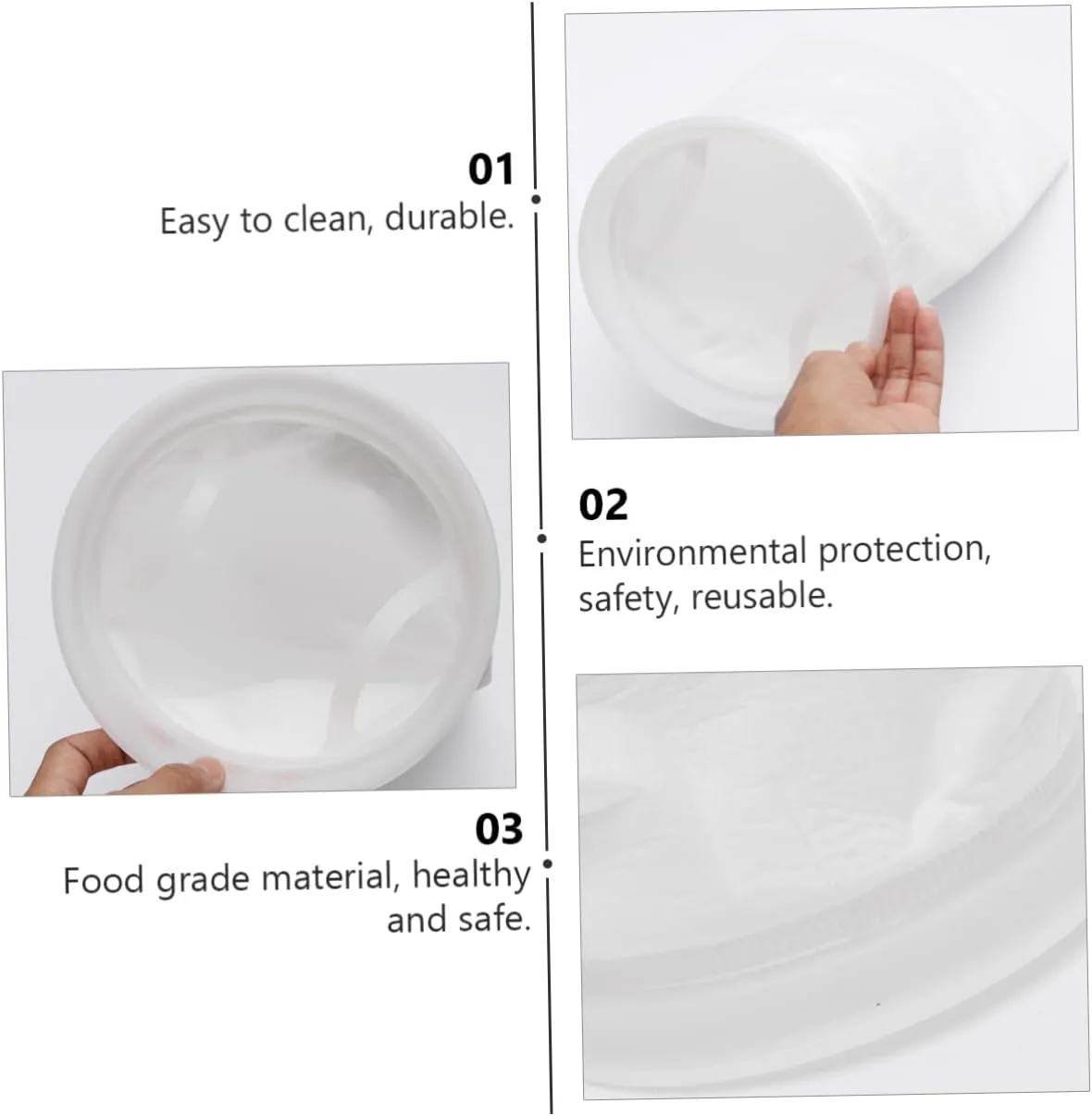Garneck Soy Milk Filter Bag Set 1um Reusable Strainer for Yogurt Food Strainer