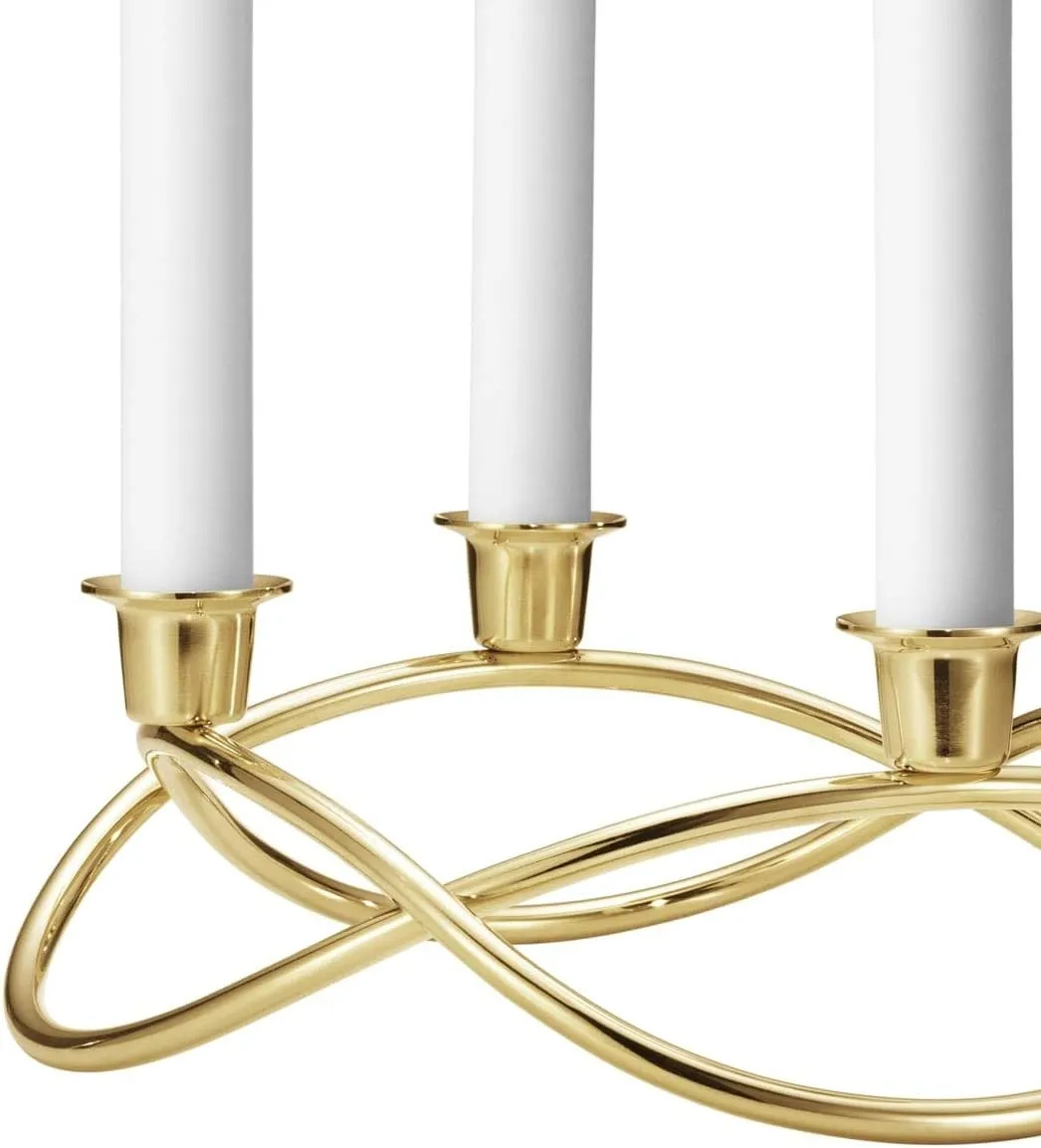 Georg Jensen Season Candleholder - 18kt Gold Plated Stainless Steel - Designed by Maria Berntsen Candlestick - Classic Christmas Decorations