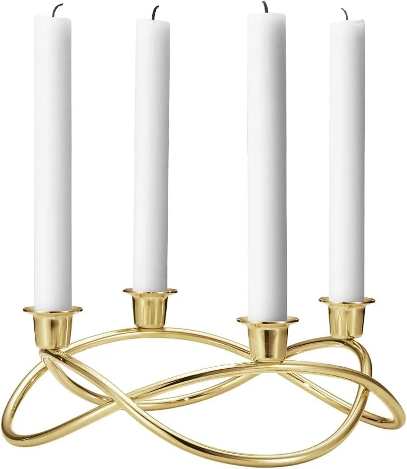 Georg Jensen Season Candleholder - 18kt Gold Plated Stainless Steel - Designed by Maria Berntsen Candlestick - Classic Christmas Decorations